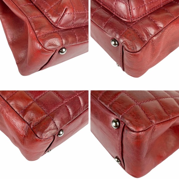 CHANEL Chocolate Bar Mademoiselle Reissue Square Tote Bag Red - Picture 9 of 10